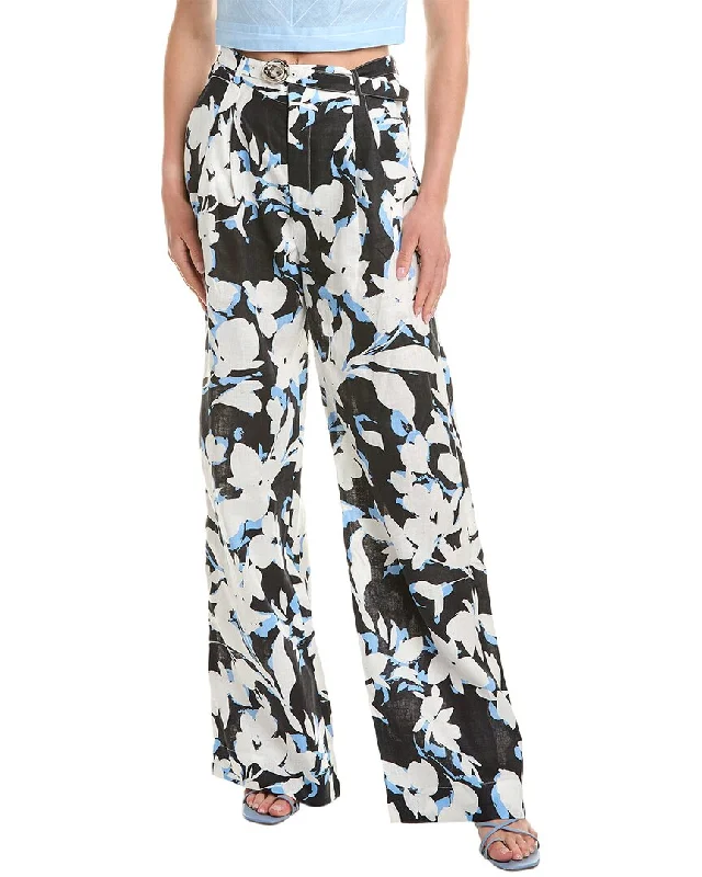 Nicholas Calista Belted Wide Leg Linen-Blend Pant