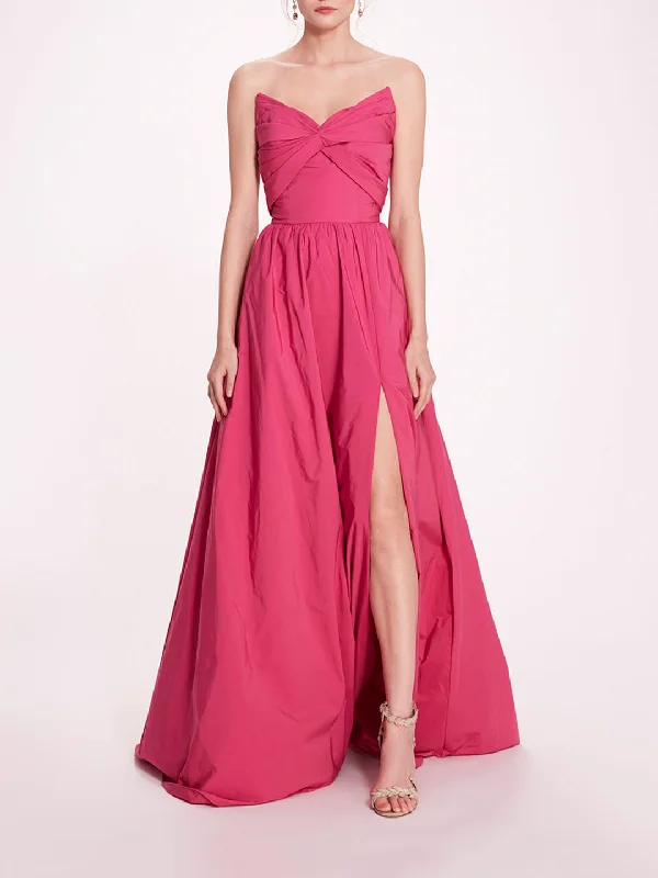 Pleated Taffeta Gown